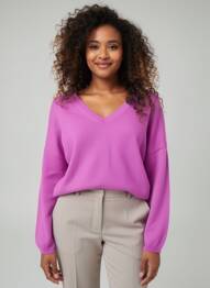 Pull tissage chiné manches longues rose ABSOLUT CASHMERE femme