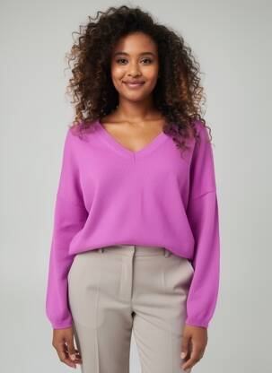 Pull tissage chiné manches longues rose ABSOLUT CASHMERE femme