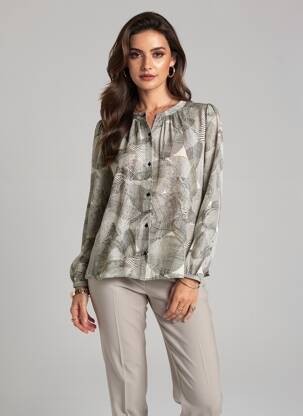 Chemisier tissage crêpe manches longues beige SESSUN femme