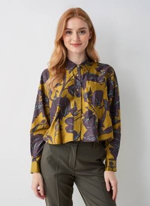 Chemisier imprimé fleurs manches longues jaune ESSENTIEL ANTWERP femme