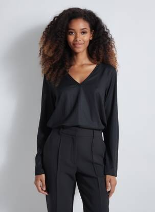 T-shirt manches longues manches longues noir MAJESTIC FILATURES femme