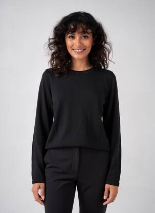 Pull coupe cintrée manches longues noir MAJESTIC FILATURES femme