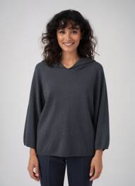 Pull tissage chiné manches 3/4 gris MAJESTIC FILATURES femme