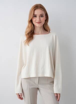T-shirt manches longues manches longues beige MAJESTIC FILATURES femme