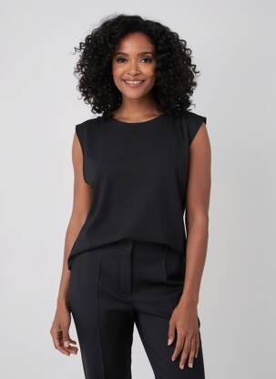 T-shirt stretch manches courtes noir MAJESTIC FILATURES femme