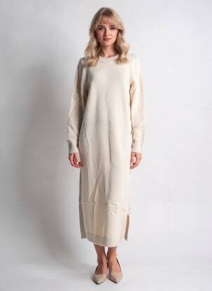 Robe pull coupe droite manches longues beige BA&SH femme