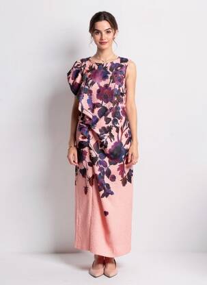 Robe longue imprimé fantaisie manches courtes rose ESSENTIEL ANTWERP femme