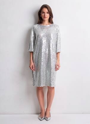 Robe mi-longue manches 3/4 manches 3/4 argent ESSENTIEL ANTWERP femme
