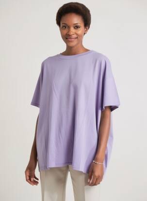 T-shirt coupe droite manches courtes violet AMERICAN VINTAGE femme