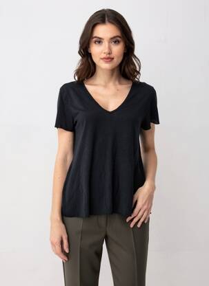 T-shirt coupe droite manches courtes noir AMERICAN VINTAGE femme