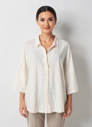 Chemisier coupe droite manches 3/4 blanc MAJESTIC FILATURES femme