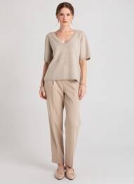 Pull col v manches courtes beige ABSOLUT CASHMERE femme