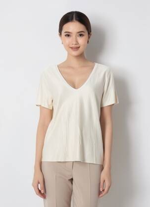 T-shirt coupe droite manches courtes or MAJESTIC FILATURES femme
