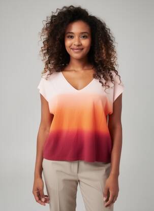 T-shirt coupe droite manches courtes orange MAJESTIC FILATURES femme