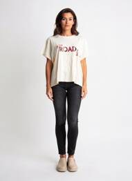 T-shirt sérigraphie floquée manches courtes beige BA&SH femme