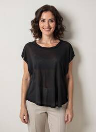 T-shirt coupe droite manches courtes noir MAJESTIC FILATURES femme