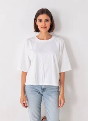 T-shirt coupe droite manches courtes blanc SESSUN femme