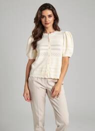 Gilet manches courtes fermeture boutonnée sur le devant beige BA&SH femme