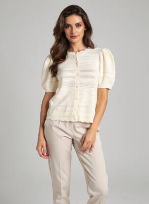 Gilet manches courtes fermeture boutonnée sur le devant beige BA&SH femme