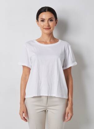 T-shirt coupe droite manches courtes blanc MAJESTIC FILATURES femme