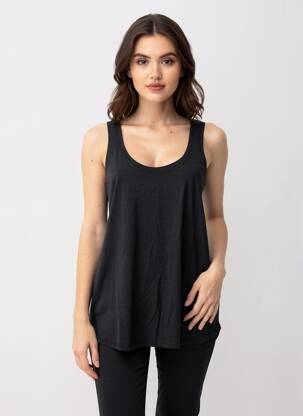 Débardeur coupe droite sans manche noir MAJESTIC FILATURES femme