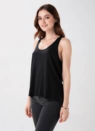 Débardeur coupe cintrée sans manche noir MAJESTIC FILATURES femme
