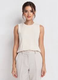Débardeur stretch sans manche beige MAJESTIC FILATURES femme