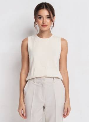 Débardeur stretch sans manche beige MAJESTIC FILATURES femme
