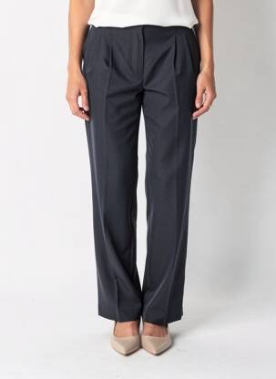 Pantalon droit tissage popeline taille haute bleu SESSUN femme