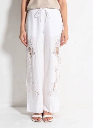 Pantalon droit taille élastique taille normale blanc ESSENTIEL ANTWERP femme