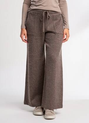 Pantalon flare stretch taille haute marron MAJESTIC FILATURES femme