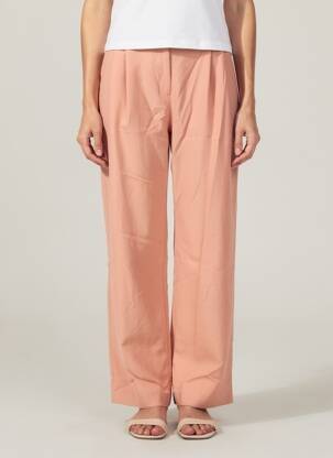 Pantalon large tissage popeline taille haute orange BA&SH femme