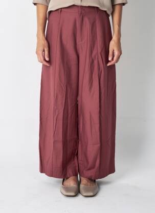 Pantalon large tissage popeline taille haute rouge AMERICAN VINTAGE femme