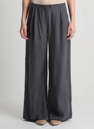 Pantalon large fermeture zippée sous rabat boutonné taille normale gris AMERICAN VINTAGE femme