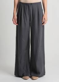 Pantalon large fermeture zippée sous rabat boutonné taille normale gris AMERICAN VINTAGE femme