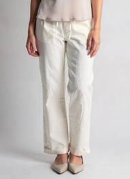 Pantalon droit tissage popeline taille normale beige ESSENTIEL ANTWERP femme