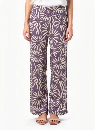 Pantalon droit taille élastique taille normale violet DIEGA femme