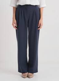 Pantalon large fermeture zippée sous rabat boutonné taille haute bleu AMERICAN VINTAGE femme