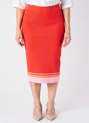 Jupe mi-longue stretch orange ESSENTIEL ANTWERP femme