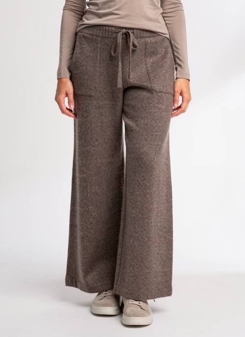 Pantalon flare stretch taille haute marron MAJESTIC FILATURES femme
