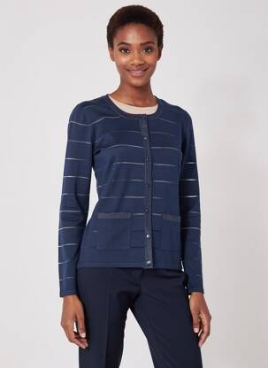 Gilet manches longues col rond bleu DIANE LAURY femme