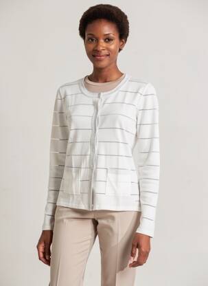 Gilet manches longues col rond blanc DIANE LAURY femme