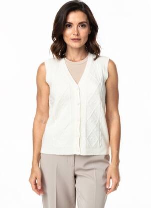 Gilet sans manche coupe droite blanc C'EST BEAU LA VIE femme
