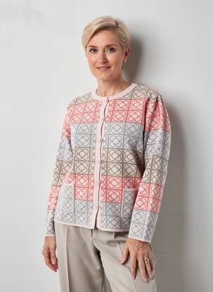 Gilet manches longues col rond rose I.ODENA femme