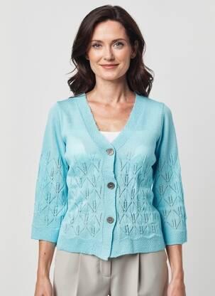 Gilet manches longues fermeture boutonnée sur le devant bleu I.ODENA femme