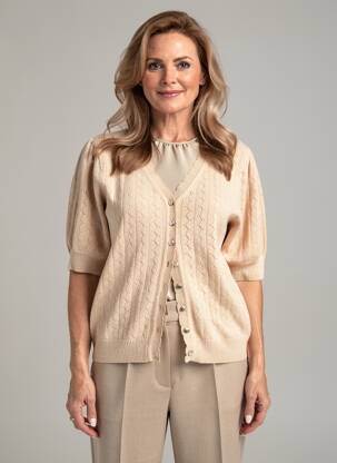 Gilet manches courtes coupe cintrée beige MARBLE femme
