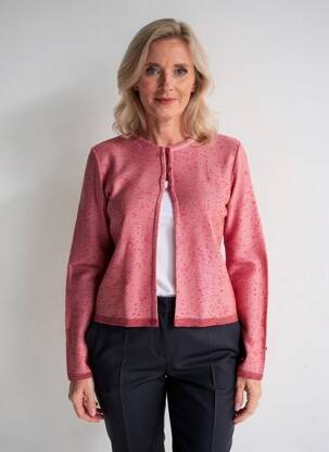 Gilet manches longues col rond rose I.ODENA femme