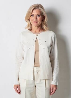 Gilet manches longues col rond beige I.ODENA femme