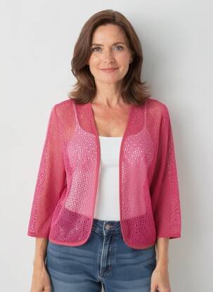 Gilet manches longues manches longues rose GEVANA femme