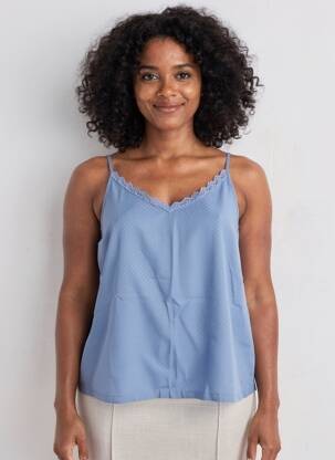 Top col v fines bretelles bleu C'EST BEAU LA VIE femme